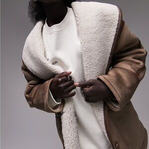 Topshop petite Brown Shearling Coat